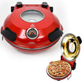 Electric Pizza Oven with Ceramic Stone, Viewing Window, Adjustable Heat Control, Timer and 1200W Baking Power, DIY Homemade Pizzeria, Large 12�� Pie Capacity (Black)